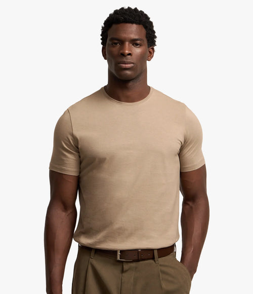 Camiseta Slim Básica – Gola Redonda Bege